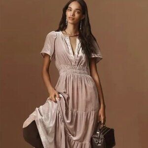 The Somerset Maxi Dress: Velvet Edition by Anthropologie in Lavender size M
